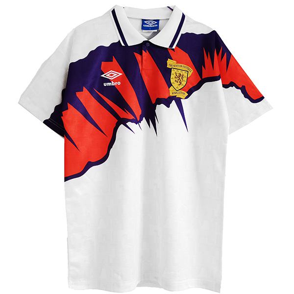 Scotland maglia da calcio retrò da trasferta della Scozia, maglia da calcio sportiva da uomo bianca 1992-1993